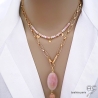 bijoux créateur collier plaqué or opale rose pierre naturelle couleur rose raffiné fait sur-mesure