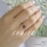 Bague petit carré en améthyste violet, pierre semi-précieuse et plaqué or, femme