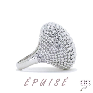 Bague en argent rhodié ajourée rondé, bombé