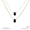 Ras de cou agate onyx noire goutte sur une chaîne en vermeil ou en argent massif, femme, minimaliste, artisanal