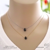 Collier goutte onyx noire sur une chaîne en vermeil ou en argent massif, création by Alicia
