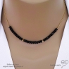 collier noir femme pierre naturelle spinelle noire sur une chaîne en plaqué or ou argent, fait main sur mesure