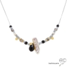collier ras de cou femme argent, perle baroque, onyx noire, fait main en France