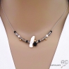 Collier perle baroque et de pierres naturelles noirs et gris, argent rhodié, fait main, création by Alicia
