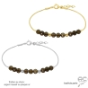 bracelet marron fin femme en pierre naturelle quartz fumé et plaqué or ou argent fait sur mesure à la main en France