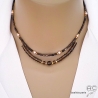 collier femme en pierre naturelle quartz fumé sur une chaîne en plaqué or ou argent, fait main sur mesure en France