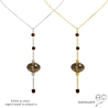Collier cravate en quartz fumé et grenat sur une chaîne plaqué or ou argent, fait main création by Alicia