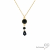 pendentif noire femme en pierres naturelles onyx et spinelle sur une chaîne en plaqué or