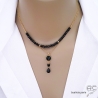 collier ras de cou choker noire femme en agate noire et spinelle noire fabriqué à la main en France