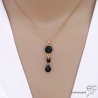 Collier, pendentif onyx et spinelle noire, plaqué or, fait main, création by Alicia