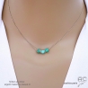 Collier turquoise véritable sur une chaîne fine en argent massif, fait main