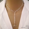 collier argent grosse chaîne et fermoir anneau & barre