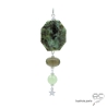 Pendentif jaspe (turquoise africaine), quartz fumé et préhnite et une étoile, bijou argent massif fait main, création by Alicia