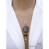 bijou femme pendentif long vert en pierres  semi-précieuses et étoile argent 925 créateur français