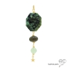pendentif long avec étoile en plaqué or pierres naturelles turquoise africaine quartz fumé fait main sur mesure