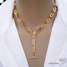 chaîne plaqué or gros maillons avec grand fermoir anneau & barre, collier cravate réalisé sur mesure