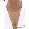 collier cravate en chaîne grandes maillons en plaqué or et fermoir toggle