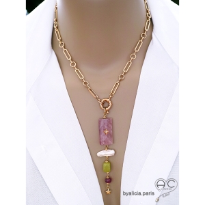 collier chaîne grosse maille plaqué or fermoir bouée