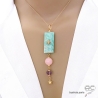 Pendentif amazonite, quartz rose, améthyste et étoile, bijou plaqué or avec zircon et pointe, fait main, création by Alicia