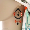 Grandes boucles d'oreilles en onyx noire et cornaline, pendantes, orginales, fait main, création by Alicia