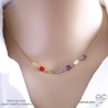 Collier avec des multiples pierres fines sur une chaîne en plaqué or ou argent massif, ras de cou, fin, création by Alicia