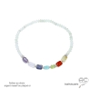 bracelet argent et pierre de lune avec pierres naturelles multicolores réalisé à la main