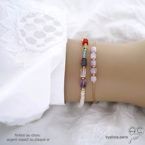 bijoux artisanale femme bracelet multicolore en pierres semi-précieuses
