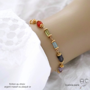 Bracelet avec multiples pierres semi-précieuses, fait main, création by Alicia