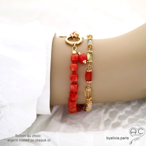 bijou femme bracelet plaqué or et pierres semi-précieuses multicolores fait main by Alicia