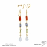 boucles d'oreilles multicolores en pierres naturelles plaqué or ou argent créateur français
