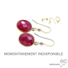 Boucles d'oreilles avec pierre semi-précieuse, sillimanite rubis et plaqué or, pendantes, création by Alicia