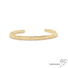 Bracelet jonc ouvert, tige de bambou en plaqué or ciselé, chic, femme