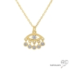 Collier pendentif Œil protecteur avec pampilles en plaqué or et oxydes de zirconium