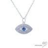 Collier pendentif Œil protecteur pavé en argent et oxydes de zirconium