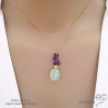 Collier pendentif en calcédoine aqua, améthyste et citrine, pierres naturelles, fait main, création by Alicia