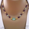 Collier en calcédoine aqua, améthyste et citrine, chaîne plaqué or ou argent, fait main, création by Alicia