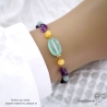 Bracelet en calcédoine aqua, améthyste et citrine, plaqué or ou argent, fait main, création by Alicia