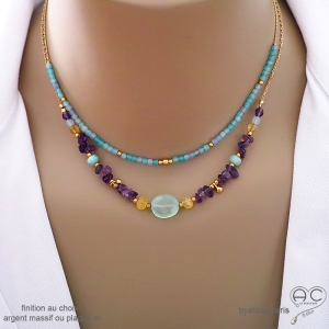 bijou créateur français collier en pierres naturelles sur argent ou plaqué or, artisanal