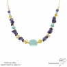 collier pierres semi-précieuses calcédoine, améthyste, citrine, plaqué or ou argent, fait main en France