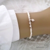 Bracelet fin nacre blanche et pampille coeur en argent, fait man, création by Alicia