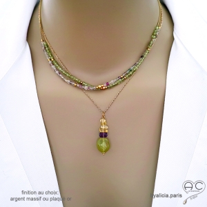 bijou créateur français collier en pierres semi-précieuses sur argent ou plaqué or, artisanal