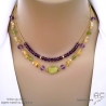 bijou créateur français collier vert jaune en pierres semi-précieuses sur argent ou plaqué or, artisanal
