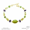 bracelet avec pierres naturelles améthyste calcédoine verte citrine finition argent ou plaqué or, créateur français