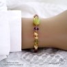 Bracelet pierres naturelles calcédoine verte, citrine, améthyste, peridot, plaqué or ou argent fait main en France