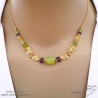 Collier en calcédoine verte, citrine, améthyste et peridot, chaîne fine plaqué or ou argent, fait main, création by Alicia