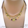 bijou créateur français collier vert jaune en pierres naturelles sur argent ou plaqué or, artisanal
