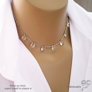 bijou créateur français collier goutess en pierre semi-précieuse prasiolite, by Alicia Paris