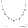 Collier saphir d'eau et pampilles gouttes en tanzanite, pierres fines, ras de cou fin, fait maim, création by Alicia