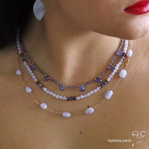 bijoux femme en pierres naturelles bleues, tanzanite, artisanales, créateur français