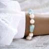 gros bracelet femme en perle de culture et aigue-marine, fait main, créateur français